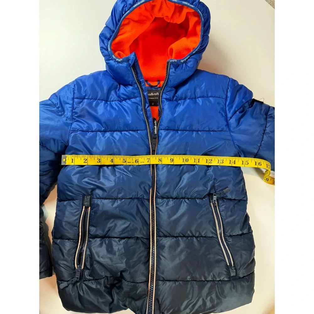 Rokka&Rolla Boys‎ Blue Ombre Puffer Jacket Fleece Lined Hooded Coat Size M 8